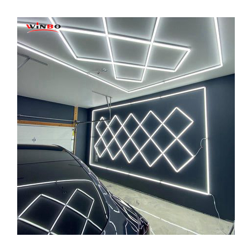 DIY Deformable Linear Hexagonal LED Light 8*16Feet Hanging Hex Detailing Garage Lamp Gym Modular Ceiling Led Hexagon Lights