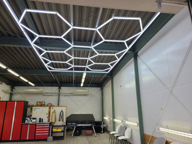 Car Workshop Honeycomb Light Geometric Design DIY High Lightness Hexagonal Garage Work Light Hexagon Led Light