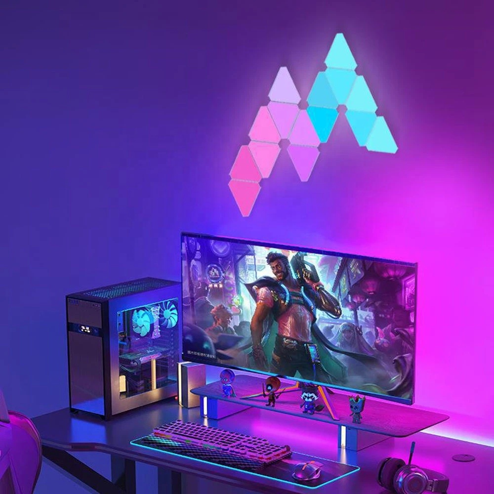For APP Modern White Triangle Lights Panels LED Smart Control Game Sync RGB Voice Control Google Alexa LED Light Panel