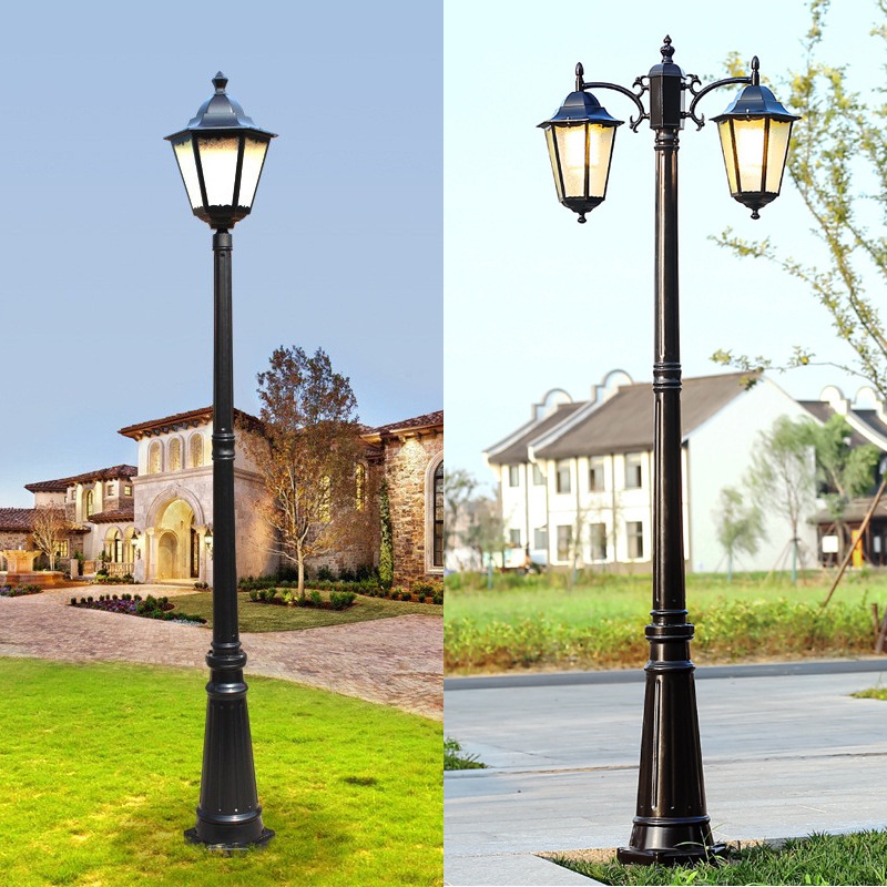 European-Style Double-Headed LED Antique Street Lamp 3m Outdoor Waterproof Retro Garden Lamp Poles Octagonal Courtyard Lighting