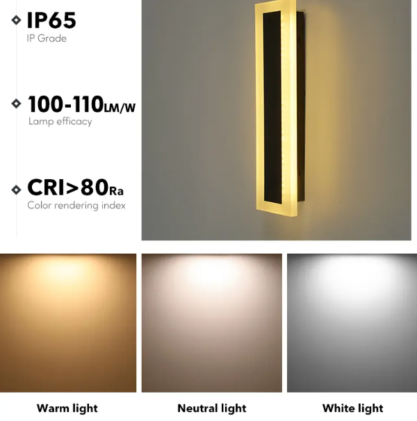 AC110v 220v Modern Decoration Outdoor Exterior Linear Strip Wall Lamp Outside Sconce Long Led Wall Light