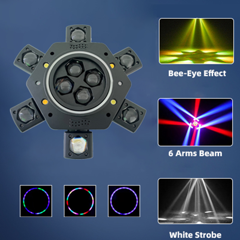 Professional Stage Must-Have Honeycomb 6-Arm Stage Light - RGBW Laser Light Strip Stage Ambiance Essential All-in-One Effects