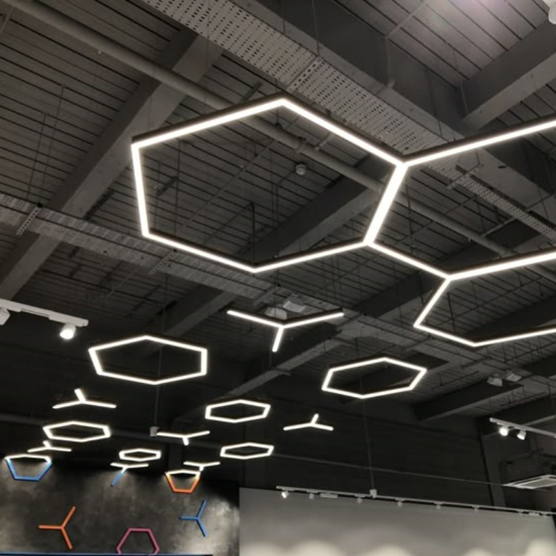 RGBW Customized Hexagon Linear Lighting Project for Bars Hollow LED Light