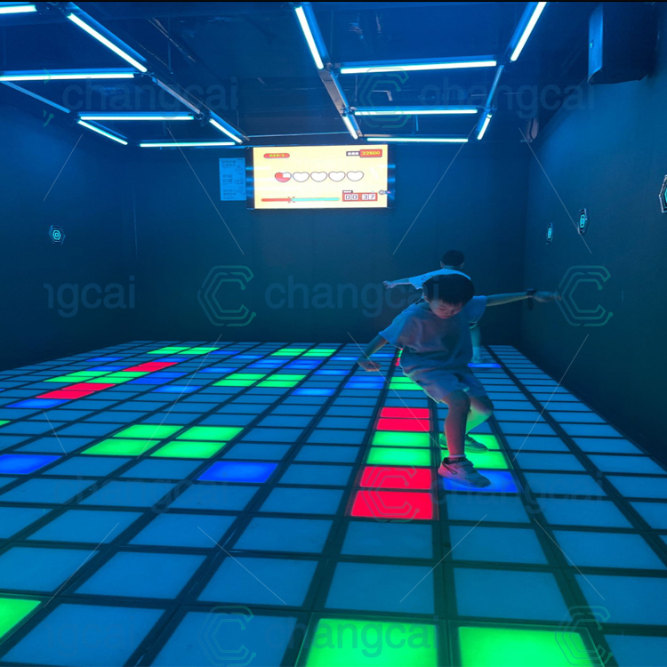 Interactive RGB LED Matrix Light Dance Floor Tiles with DMX512 Control Pressure Sensitive Grid Game Surface IP65 Rated