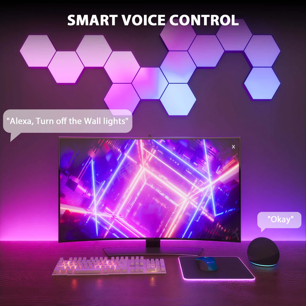 New Style Smart RGB Hexagonal Light Multi Color DIY Led Hexagonal Modular Lighting Gaming Led Lights
