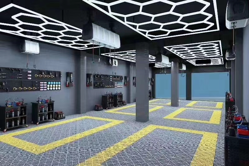 LED Hexagon Garage Light Indoor for Ceiling Customized Dimmable 110V/220V Wall Ceiling for Car Detailing
