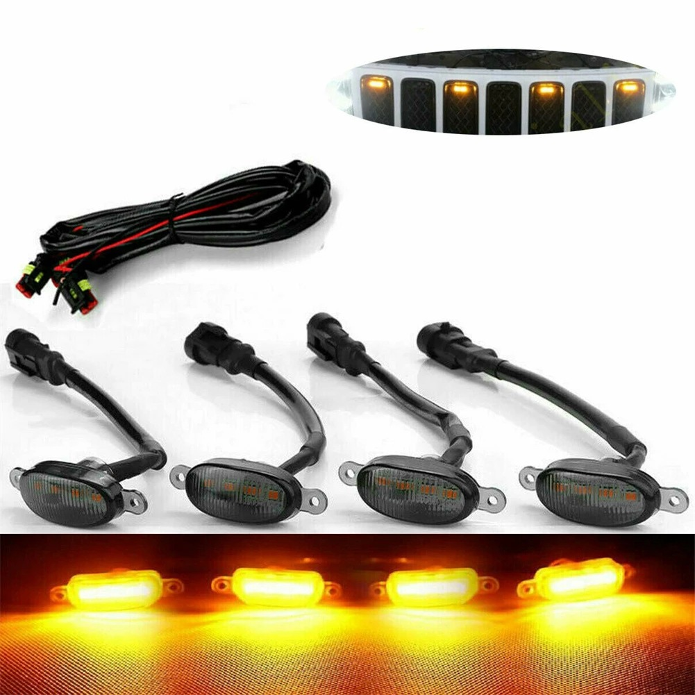 Hot Sale Front Grille Led Lights Car Grid Warning Daytime Running Light Auto Refitted Universal Small Yellow Light
