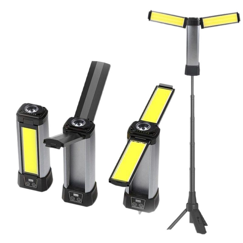 Multifunction Handheld Super Bright P50 LED Emergency Camping Light Stretched Tripod Big Magnet COB Work Light DC Power Supply
