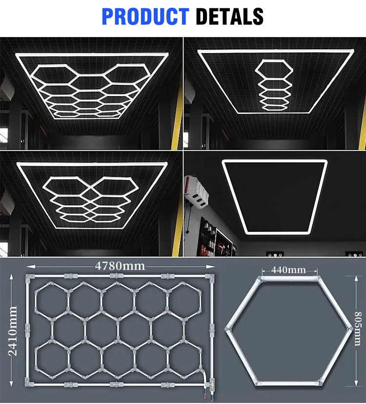 6000K IP66 Waterproof Plastic Hexagonal LED Honeycomb Ceiling Light for Garage &amp; Workshop with High Light Efficiency