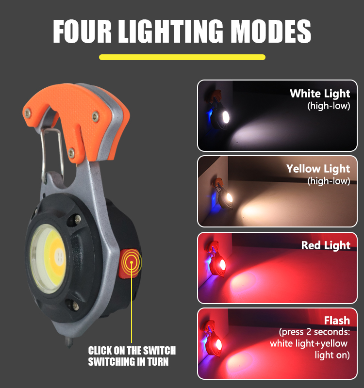 Portable Mini COB Work Light Multi-Function Dimmable Keychain Waterproof Outdoor Camping Repair Flashlight Wholesale