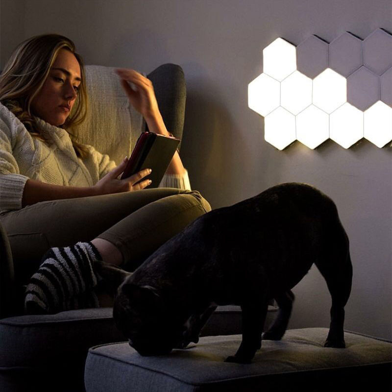 Colorful LED Night Light Creative Geometry Assembly Remote Control Hexagonal Wall Lamp for Living Room Bedroom DIY Decoration