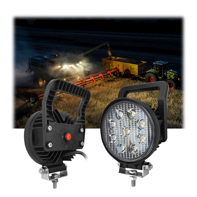 Excavator Tractor 5 Inch Led Work Light 27W Flood/Spot Beam Round Led Working Lamp with Handheld and Switch