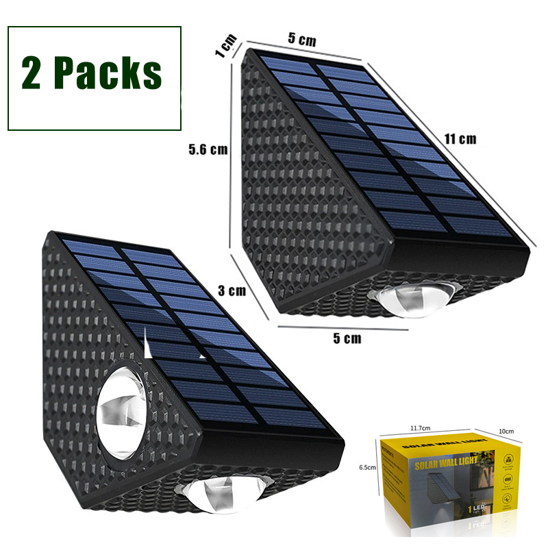 Outdoor Photecell 3 Led Solar Decorative Wall Light for Fence Pathway Patio