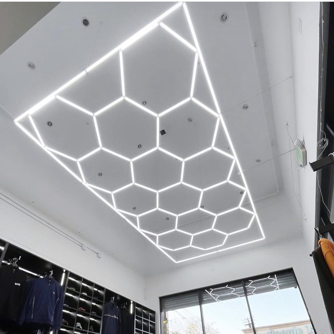 2024 Hexagonal Led Ceiling Lights Hex Lights for Garage Ceiling Honeycomb Auto Detailing Lamp Led Garage Light