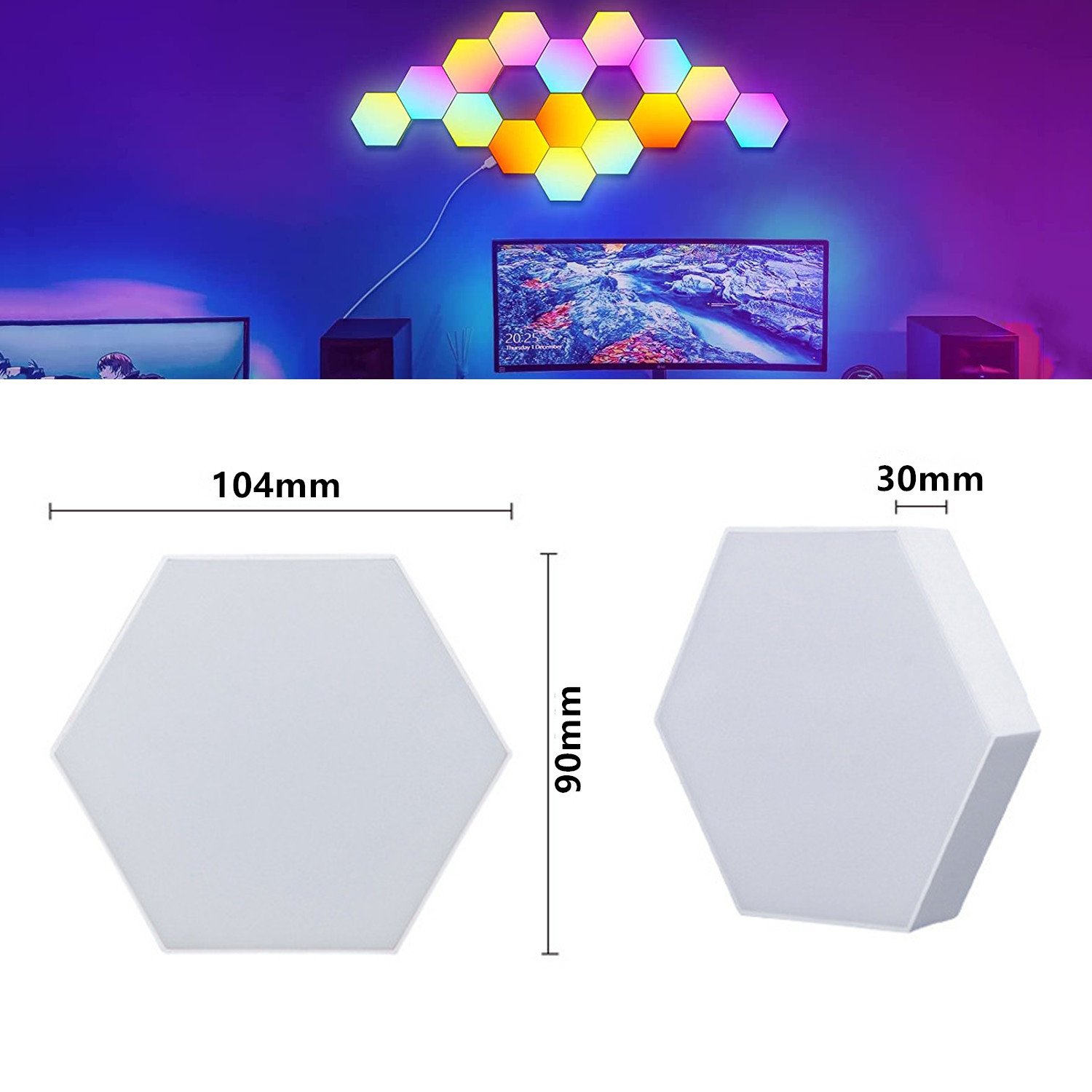 New Style Smart RGB Hexagonal Light Multi Color DIY Led Hexagonal Modular Lighting Gaming Led Lights