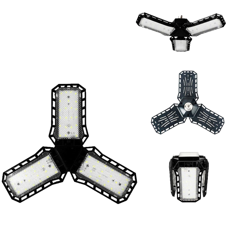 Deformable Industrial LED High Bay Workshop Lamp Adjustable Panel E27 Garage Hexagon Ceiling Light Fan for Workshops Garages