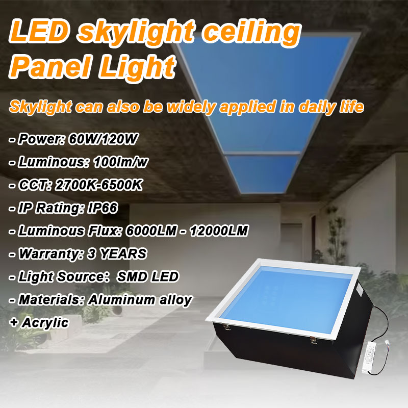 BBIER Indoor Artificial Sunlight Hight CRI Lamp Recessed Blue Sky Rooflight Faux LED Ceiling Virtual Skylight Panel Light