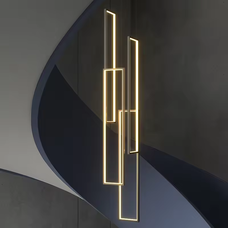 Stairs Hotel High Ceiling Pendant Lights Geometric Modern Long Staircase Customized Acrylic Chandelier for Hall