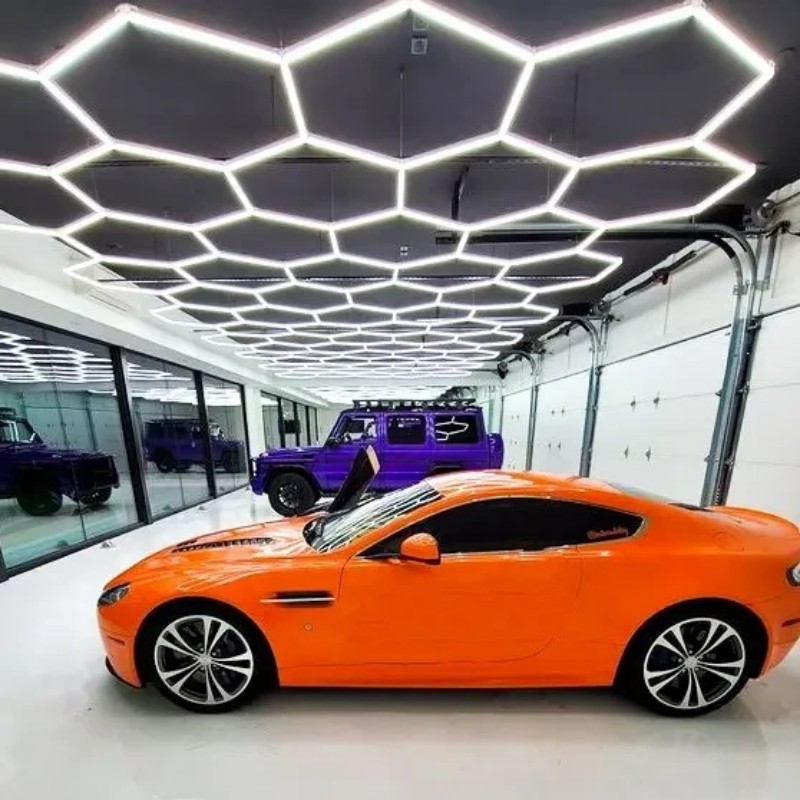 Etop Hexagrid Wide Voltage 110V 220V Linkable Surface Mounted LED Hexagon Garage Ceiling Light for Workshop Gym Detailing Shop