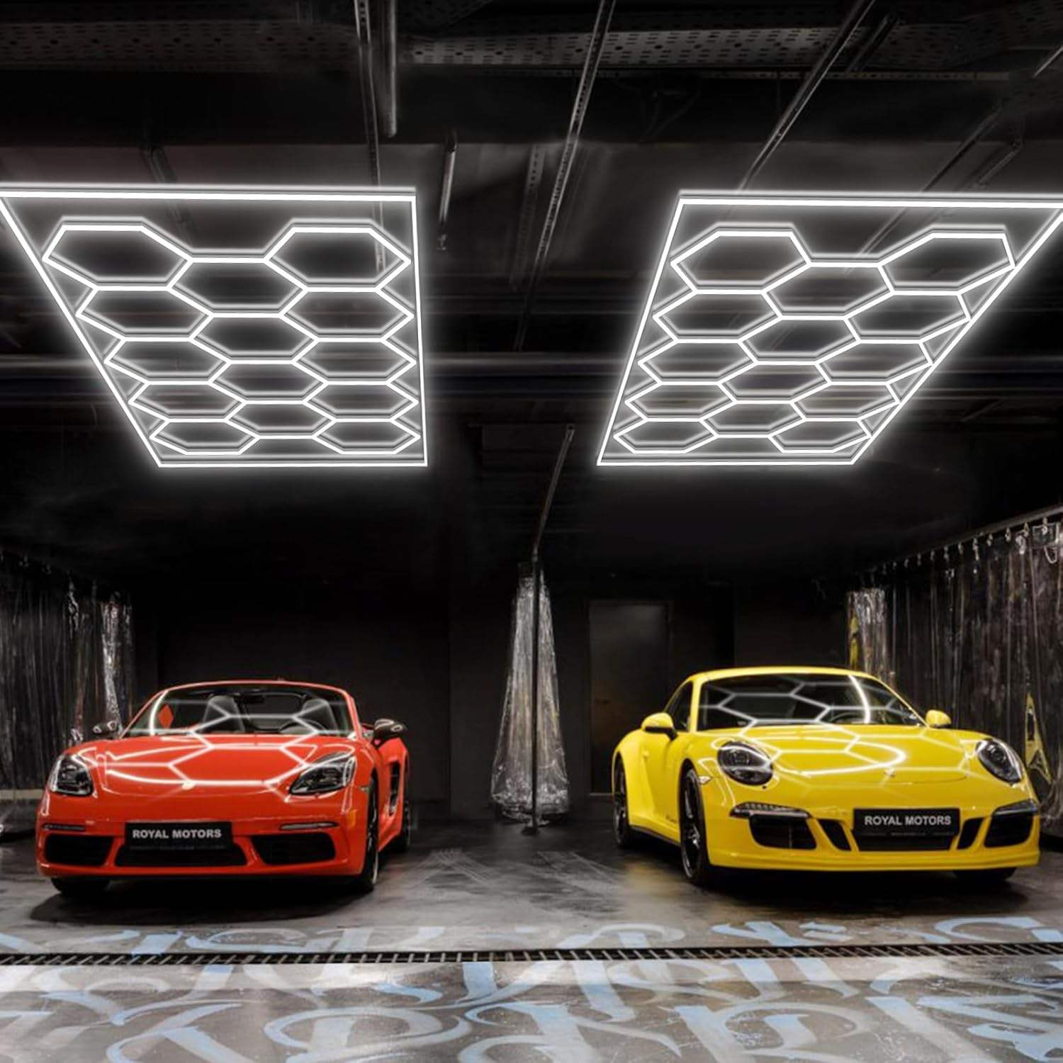 Customized Honeycomb LED Garage Detailing Lights IP44 Rated 6500K AC 170-264V Super Bright for Car Repair Workshop