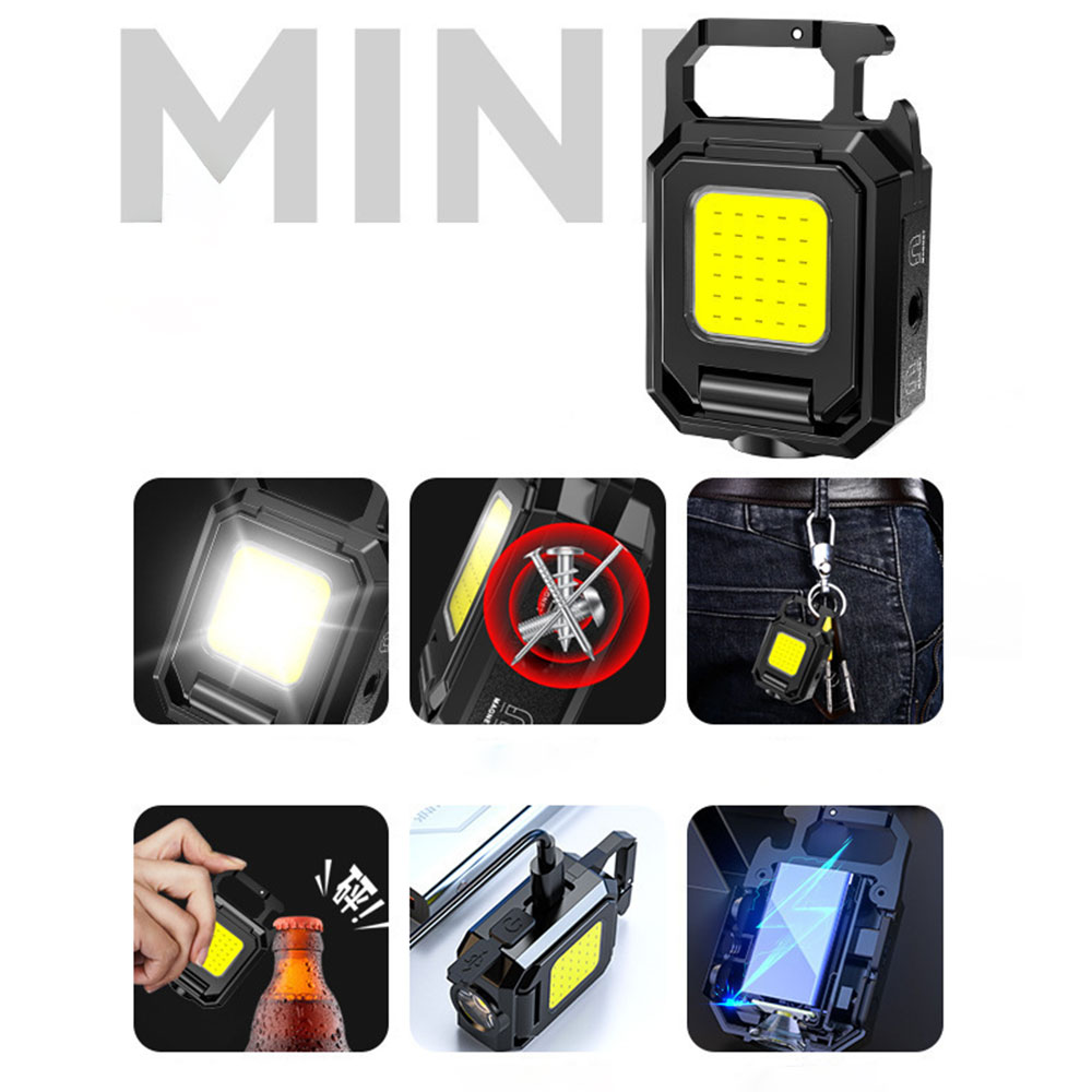 TAIKOO COB LED Work Light Rechargeable Magnetic Inspection Lamp for Car Repair Mini Work Light Keychain Flashlight for Outdoor