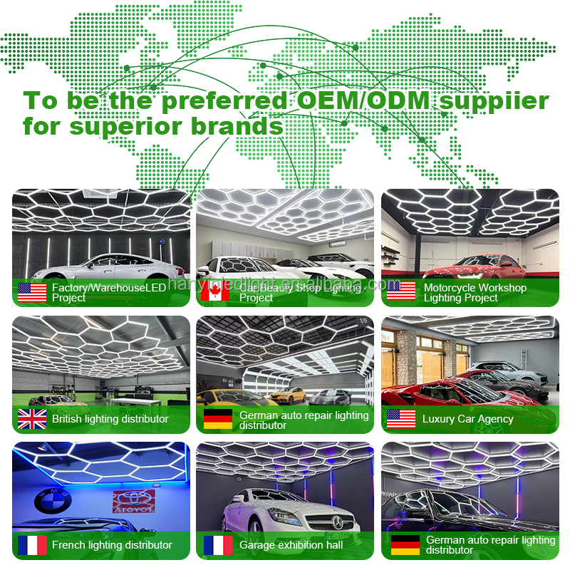 RGB Honeycomb Garage Lamp Led Hexagon Ceiling Lights Hanging Detailing Garage Lamp Gym Modular Ceiling