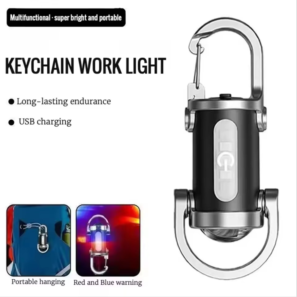 Wholesale Pocket LED Keychain Light Rechargeable Portable Light Work Light Emergency Camping Hiking Handheld Mini Flashlight