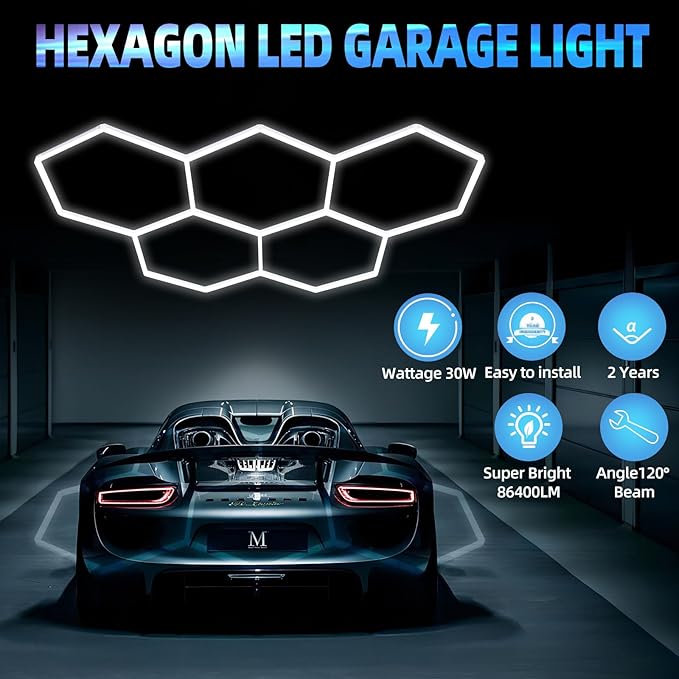 2025 China Factory Exhibition Hall Auto Showroom Hexagon Lighting for Car Shop and Carbarn Honeycomb Lights