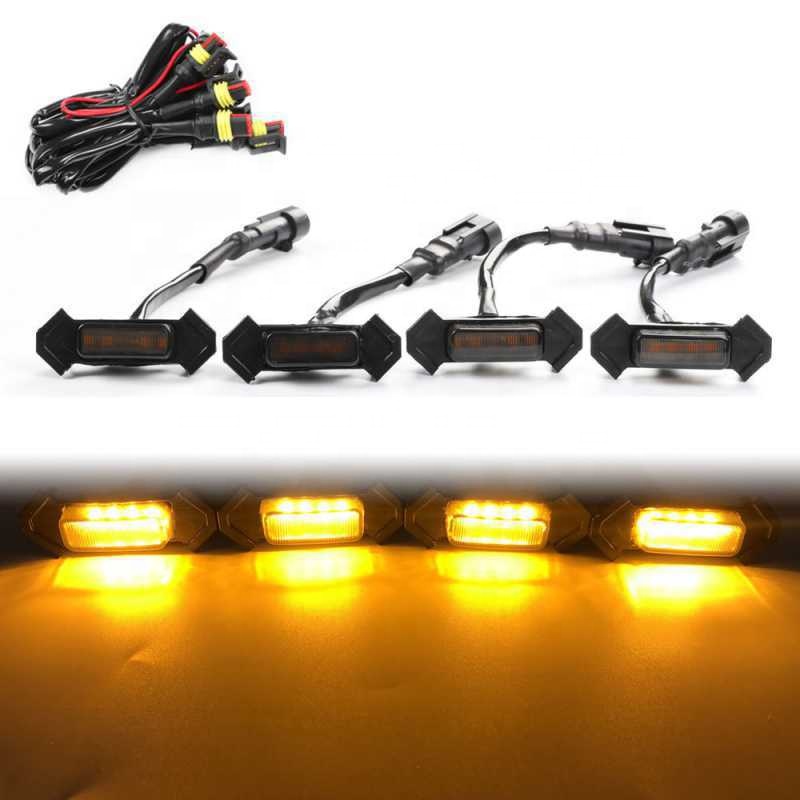 For 16-19 Tacoma Off-Road SUV Grid Warning Small Yellow Light Car LED Driving Decorative Light Auto Mid-Net Daytime Running Lamp