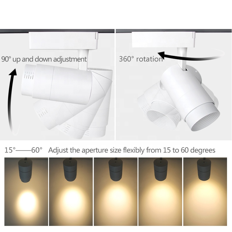 Led Ceiling Track Light Fixture 10w 20w 30w Cob Spotlight System Modern Exhibition Clothing Store Showroom Zoomable Track Light