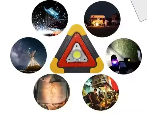 Car Tripod Warning Light LED Multi-functional Emergency Light Solar Charging Triangle Safety Warning Sign