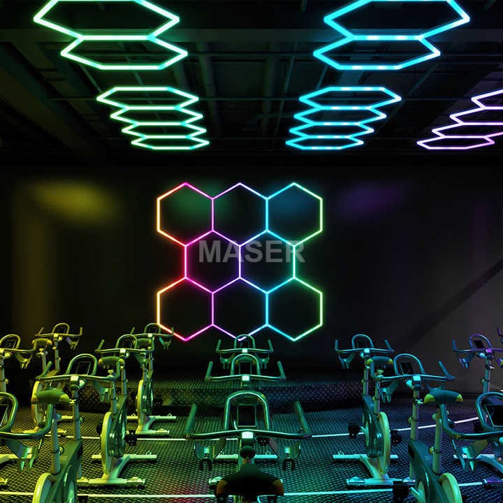 High Quality Indoor Lighting Modern 100V-240V Hexagon RGB Lights for Garage Gym Game Room 8 Grid Honeycomb Lights