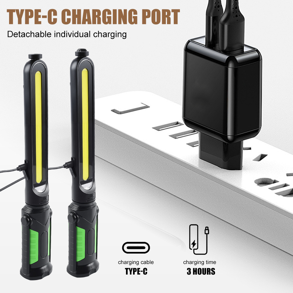 USB Rechargeable 2400LM 4400Mah Magnetic Underhood Work Light With Hooks for Car Repairing Inspection Emergency Use