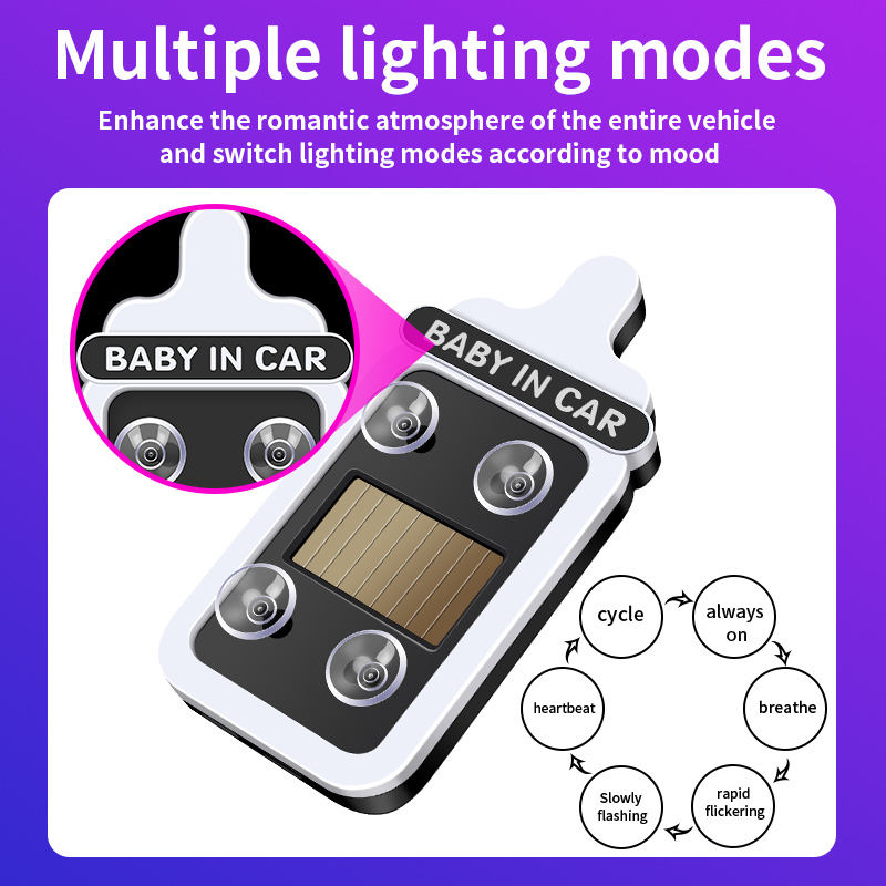 New YFL Solar Car LED Triangle Window Baby Milk Bottle Light-Ambient USB Rechargeable Auto Decoration Lamp