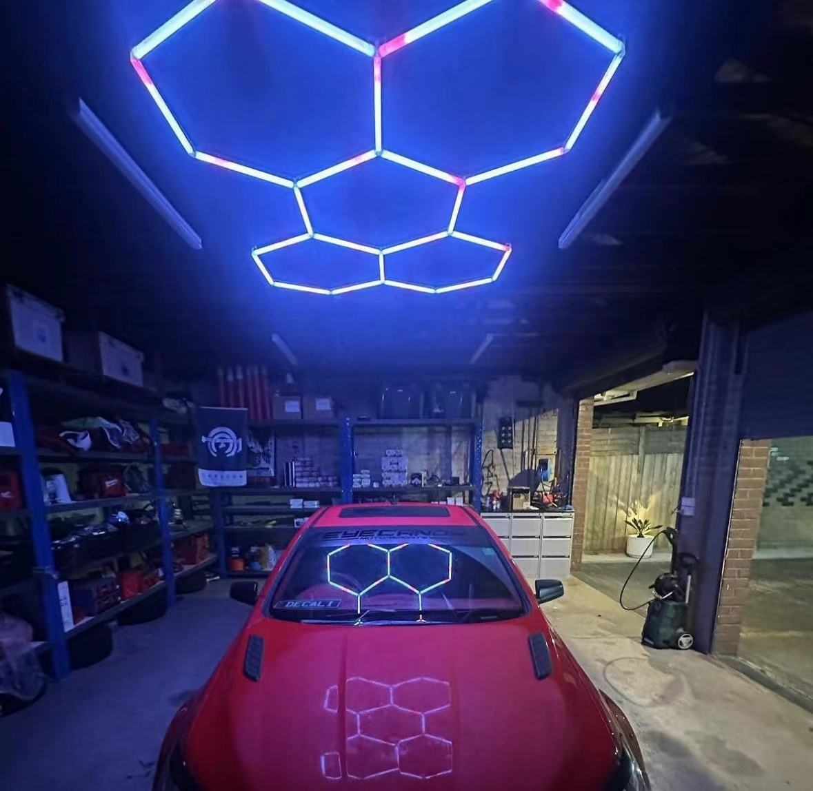 5-Hole RGB Honeycomb Grid LED Car Detailing Light Dust-Free Film Application Workshop Work Station Lamp Showroom Wash Garage