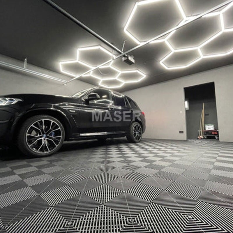 Dropshipping No MOQ LED Hexagon Garage Light Honeycomb Work Lights for Parking Lot Auto Repair Shop 5 Grid System