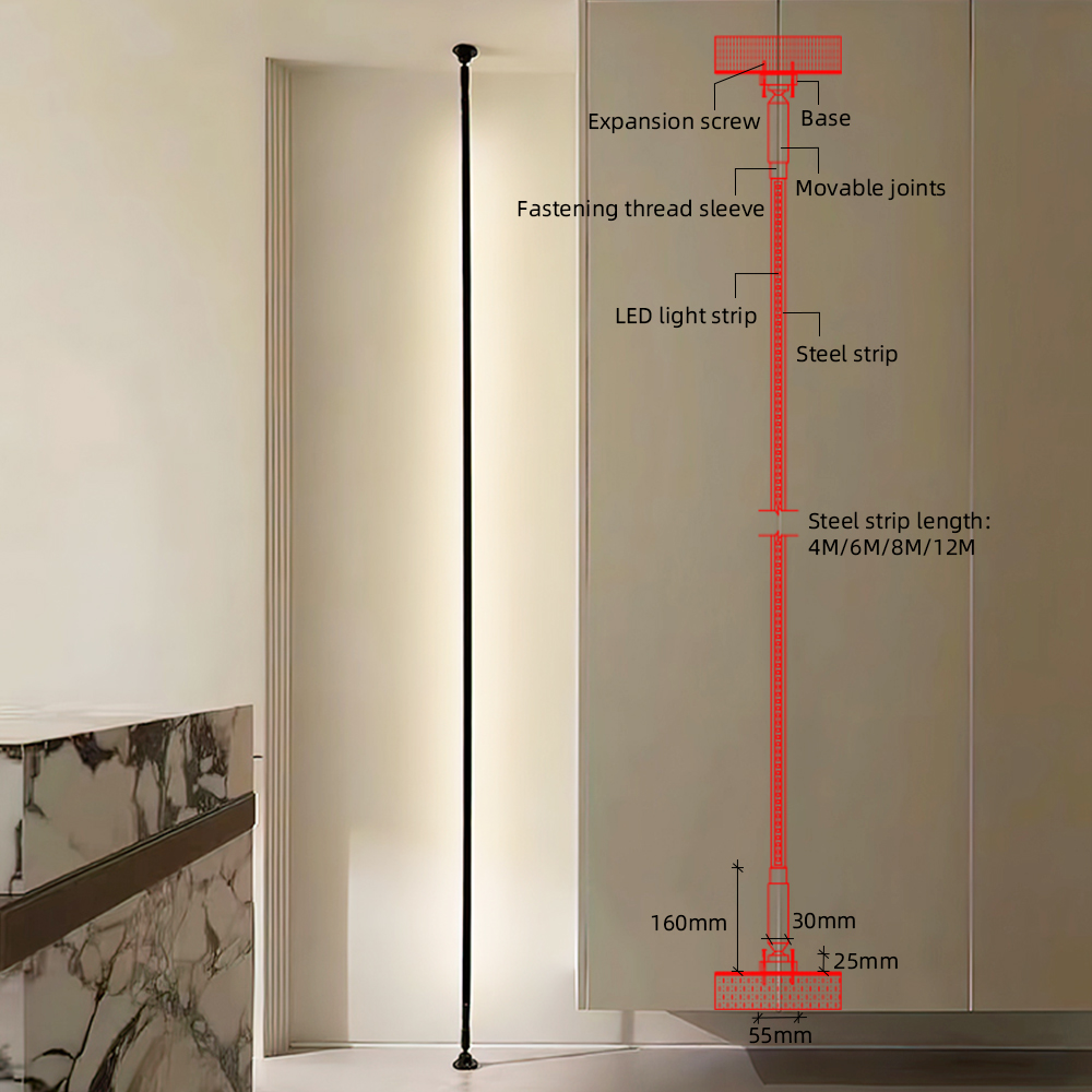4M DIY Vertical Skyline Linear Light Composed Of Aluminum Profile And LED Strip Light For Ceiling Wall Installation 24v