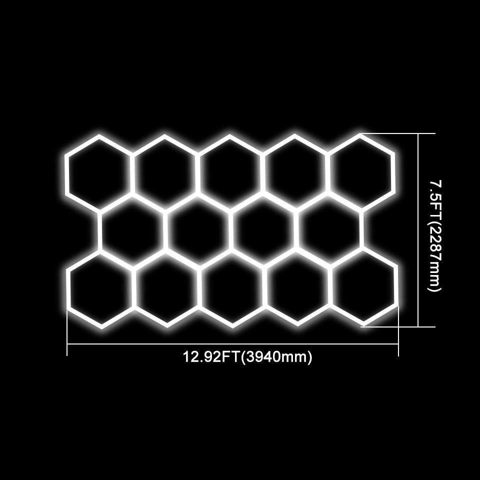 ETOP Custom Size 6500K Hexagon LED Honeycomb Light 110V-240V Aluminum Body for Auto Detailing Workshop Garden Ceiling Lighting