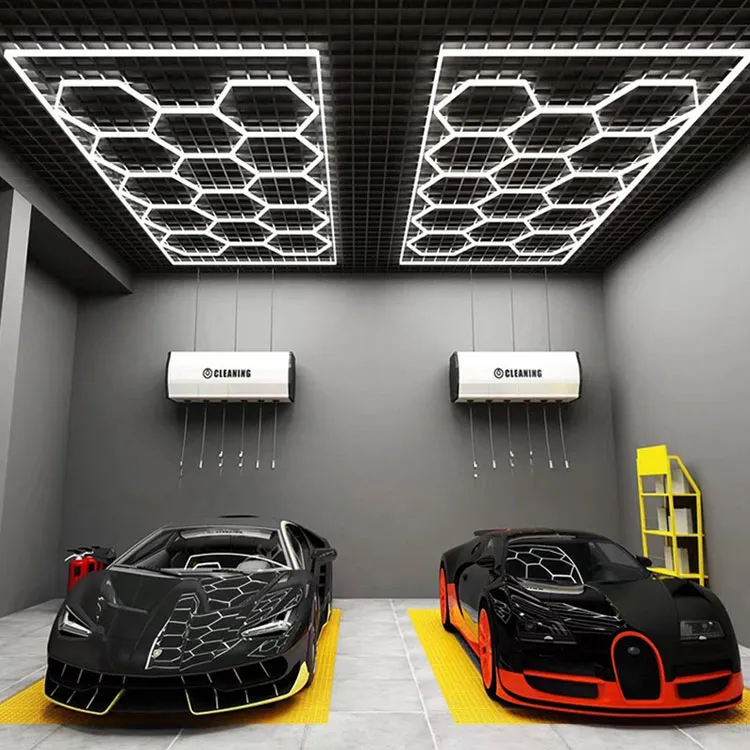 Etop Hexagrid Wide Voltage 110V 220V Linkable Surface Mounted LED Hexagon Garage Ceiling Light for Workshop Gym Detailing Shop
