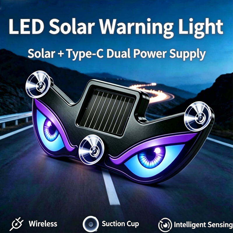 Cross-border Auto LED Solar Devil Eye Light, Triangle Window Decor Ambient Light, Breath Light, No Wiring Required