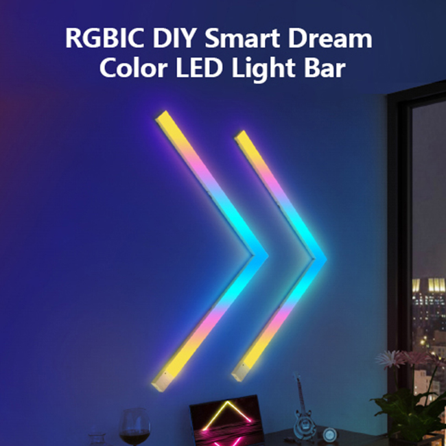 Banqcn Room Decoration Creative Smart Home DIY Geometry Splicing WIFI Music Sync Rgbic Color Changing Gaming Wall Lighting bar