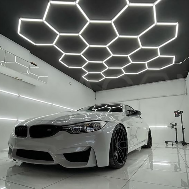 2435mm*4845mm Hexagon Detailing Workshop Ceiling Led Lights for Car Shop and Garage Honeycomb Lights Hexagonal Led Light