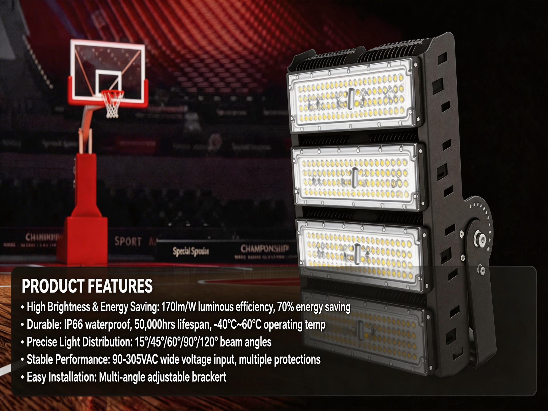 LED Flood Tunnel Light 50W-300W CRI70 High Bright Outdoor Industrial Lighting for Warehouse Parking Lot Garage Epistar LED