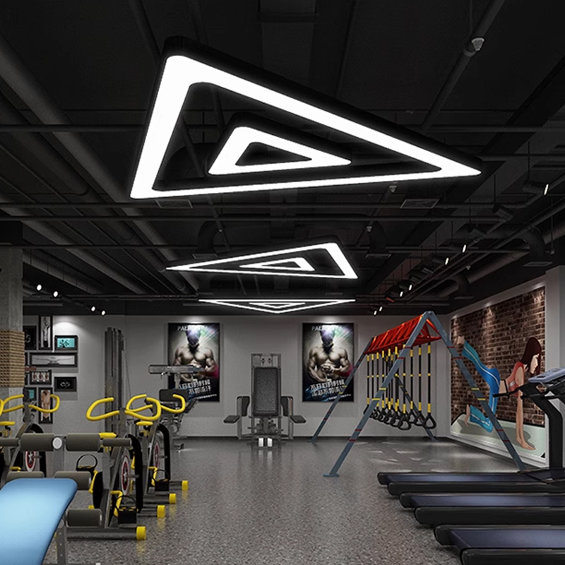Creative LED Triangle Industrial Style Chandelier Personality for Office Gym Internet Cafe Engineering Splicing Lamps Middle