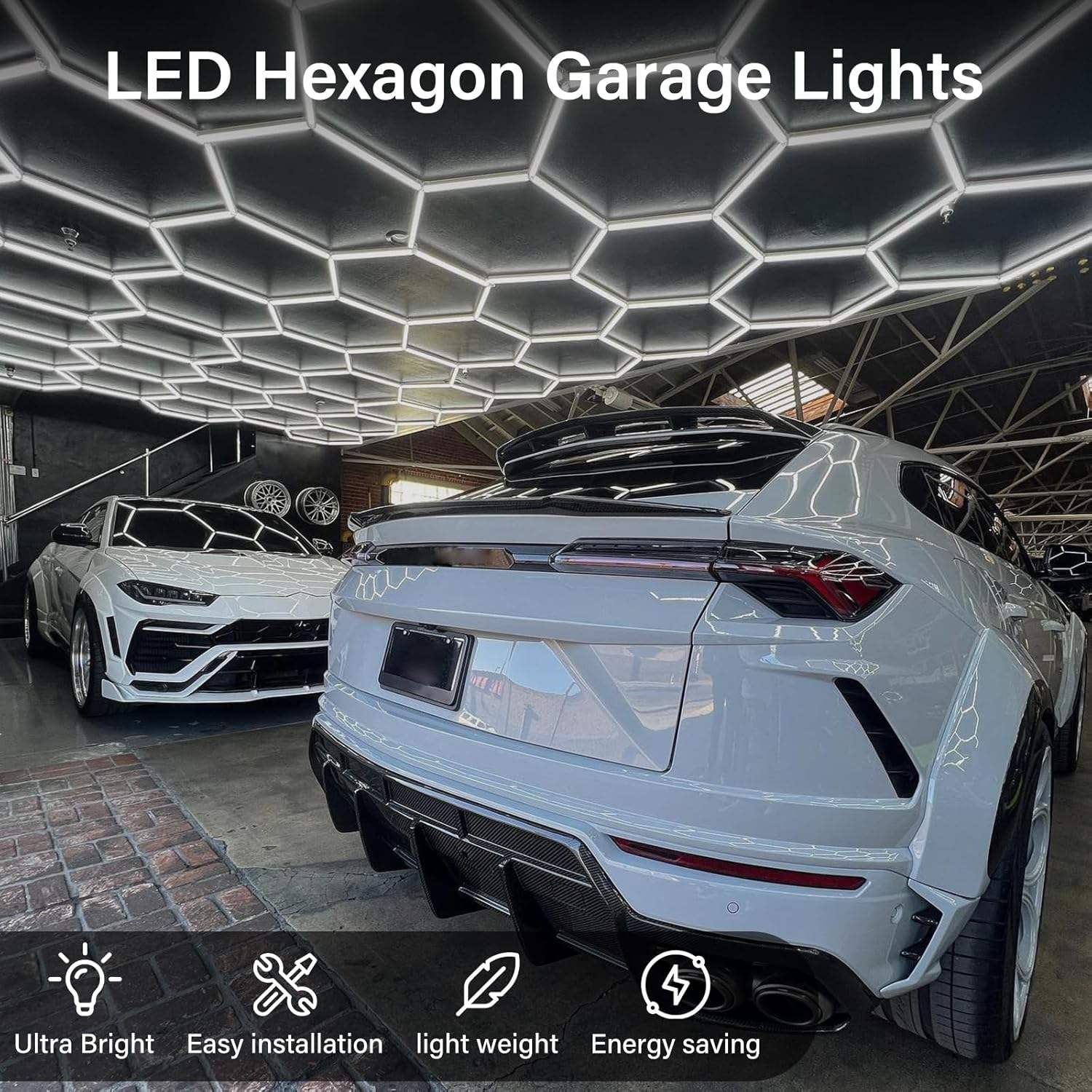 ETOP Custom Size 6500K Hexagon LED Honeycomb Light 110V-240V Aluminum Body for Auto Detailing Workshop Garden Ceiling Lighting