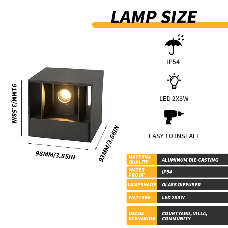 Up And Down Waterproof Cube LED Wall Lamp Aluminum Adjustable Decoration Wall Mounted Garden Porch Light