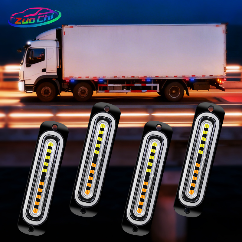New LED Side Marker Light Ultra-thin Light 10LED Truck Side Grid Light 12-24V Car Strobe Lamp Yellow Blue Red