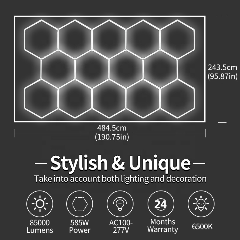 15x Detailing Car Light Wash Showroom Workshop Lighting Working Hex Hexagon Garage Honeycomb Hexagonal Lamps Led Lights
