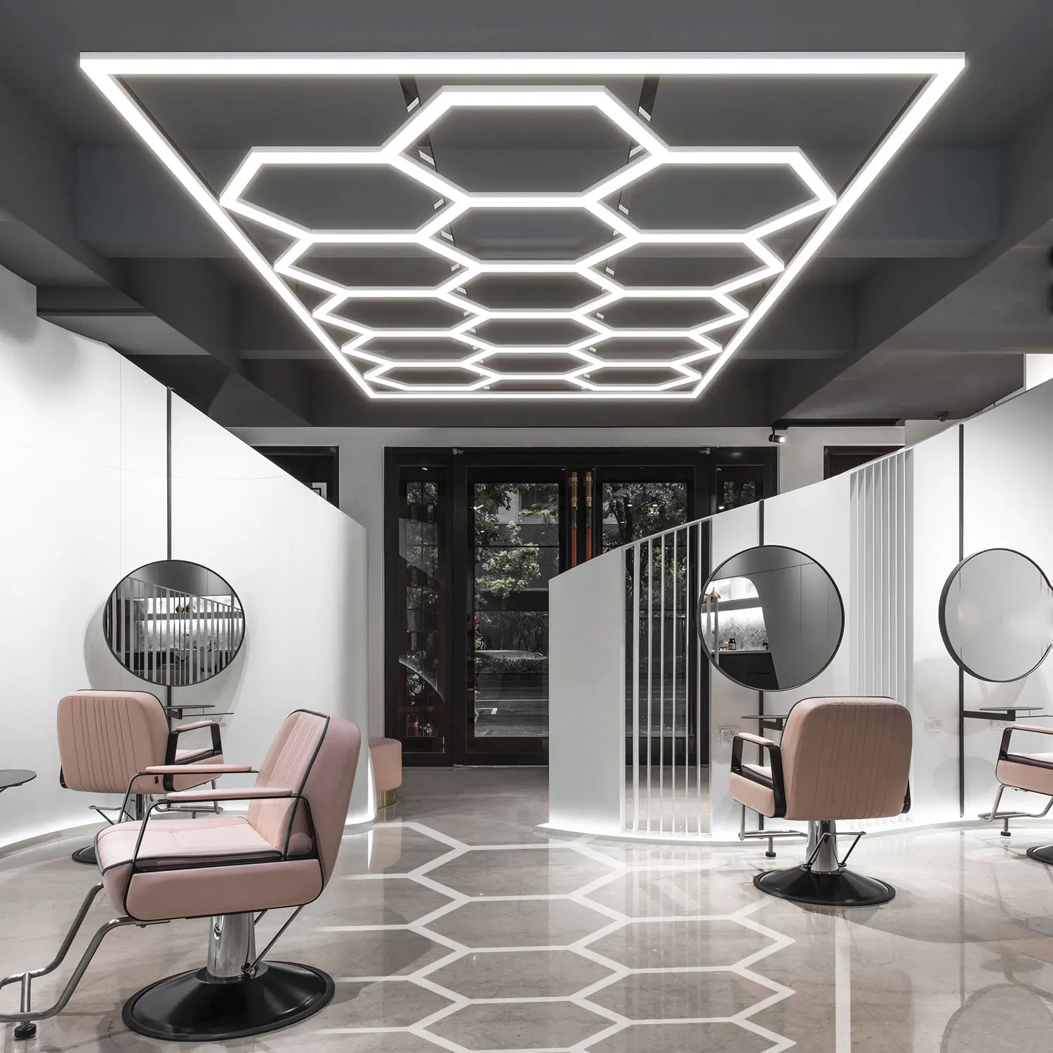 High Lightness Garage Light Hexagon Led Ceiling Wall Detailing Car Workshop Honeycomb Working Garage Lamp
