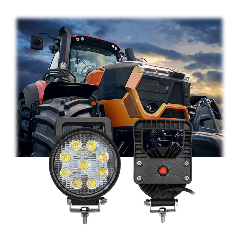 Excavator Tractor 5 Inch Led Work Light 27W Flood/Spot Beam Round Led Working Lamp with Handheld and Switch